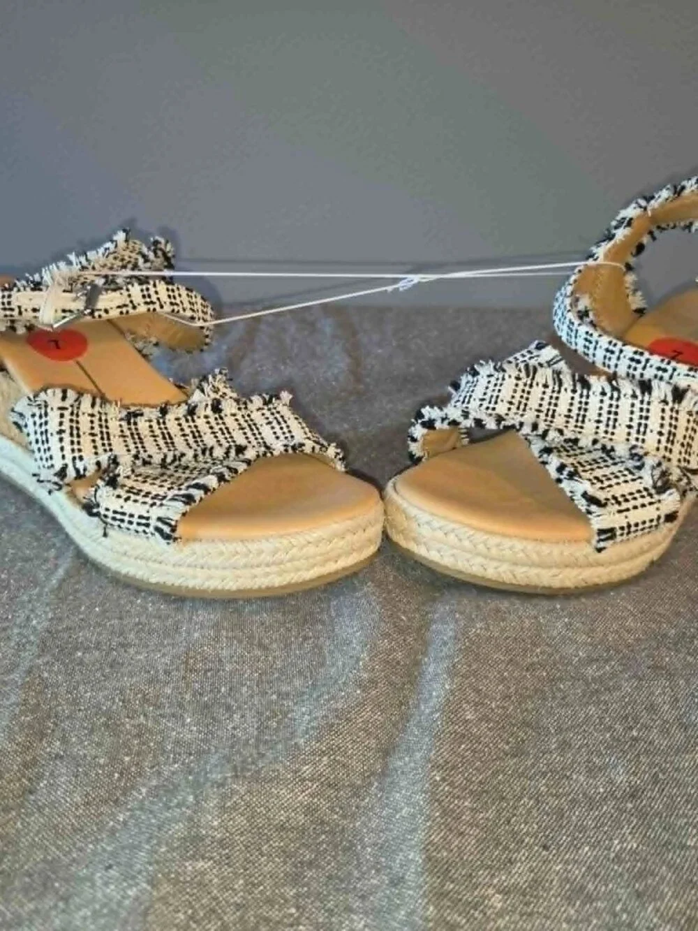 Report Black & White Tweed Espadrille Wedge Sandals